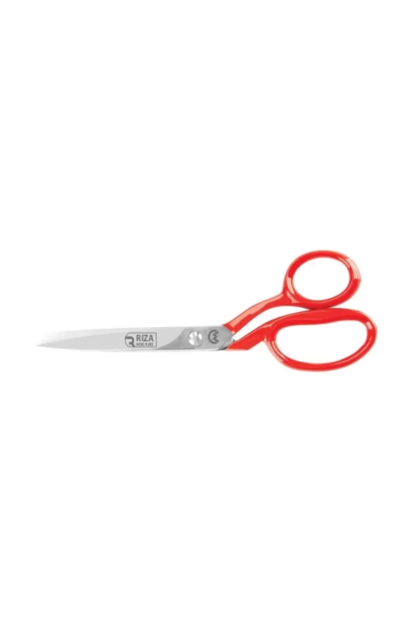3257-8 Tekstil / Yatık Konfeksiyon Makası No: 8 İnç / 20,32cm - Nikel Kaplama, Kırmızı Saplı, Mikro Tırtıllı