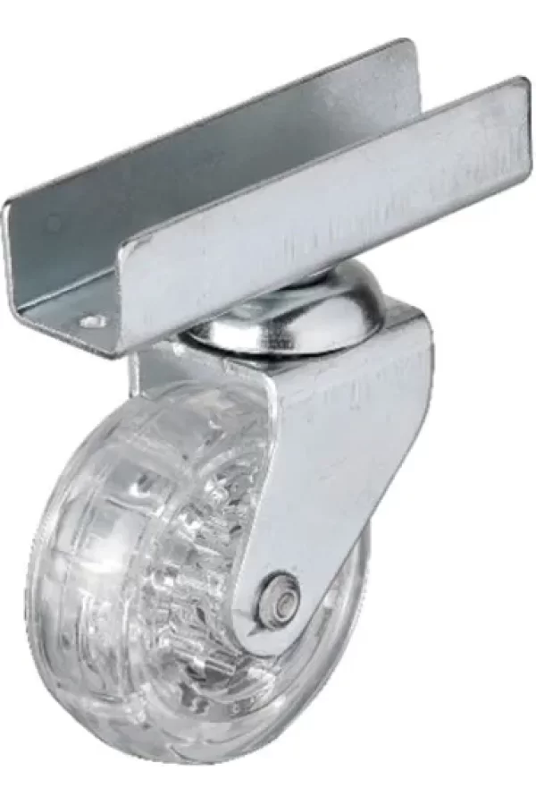327 - 50x20 Mm Şeffaf Makaralı Uzun U Tablalı Teker 4 Adet