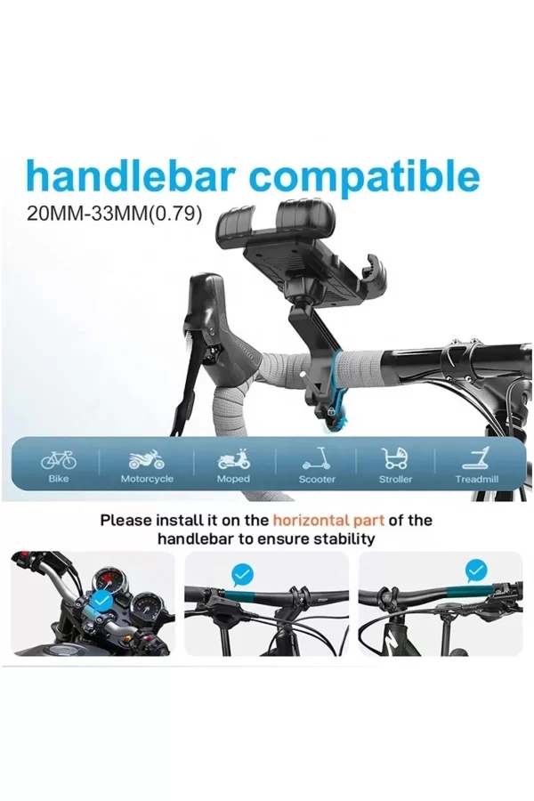 360° Derece Ayarlanabilen Gidon Bağlantılı Bisiklet Motosiklet İçin Abs 4-7.8″ İnç Telefon Tutucu