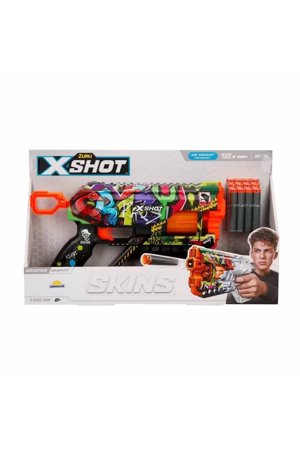 36561 X-shot Skins Griefer 12 Mermili Sünger Dart Atan Silah 32 Cm