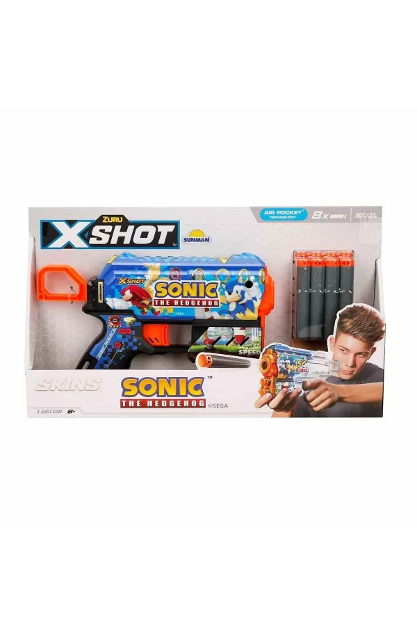 36648 X-shot Skins Flux Sonic The Hedgehog 8 Mermili Sünger Dart Atan Silah 21 Cm -sunman