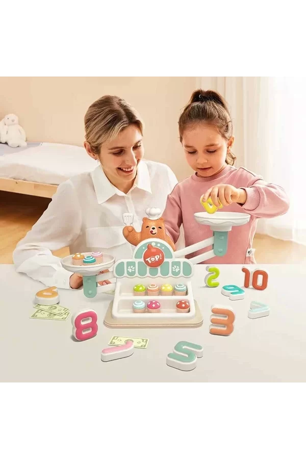 3905 Sun-ahşap Manyetik Terazi Alışveriş Oyunu