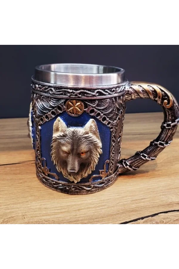3D Boyutlu Kurt Kafası Tasarımlı Kupa Bardak