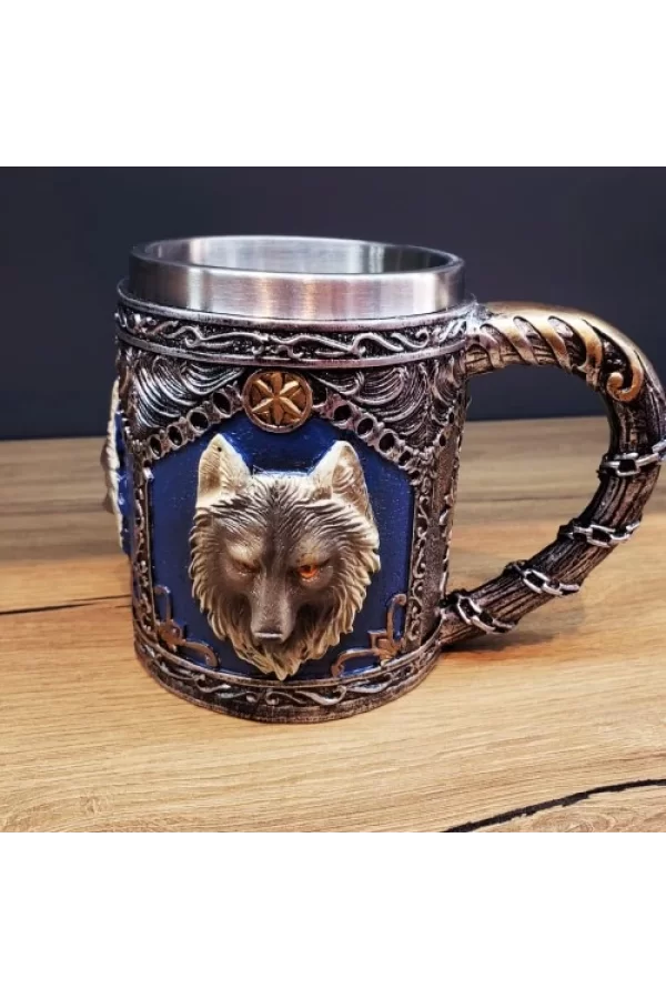 3D Boyutlu Kurt Kafası Tasarımlı Kupa Bardak