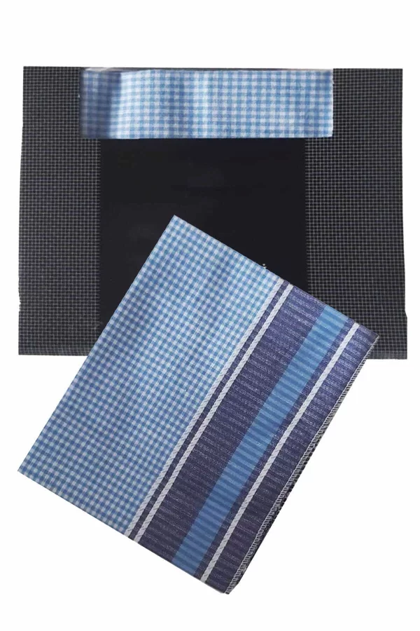 3’lü Özel Paket Premium Erkek Mendil Seti  &#37;100 Pamuk 42x42 cm Mavi
