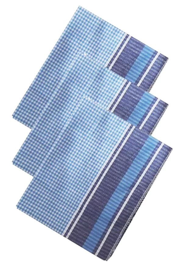 3’lü Özel Paket Premium Erkek Mendil Seti  &#37;100 Pamuk 42x42 cm Mavi