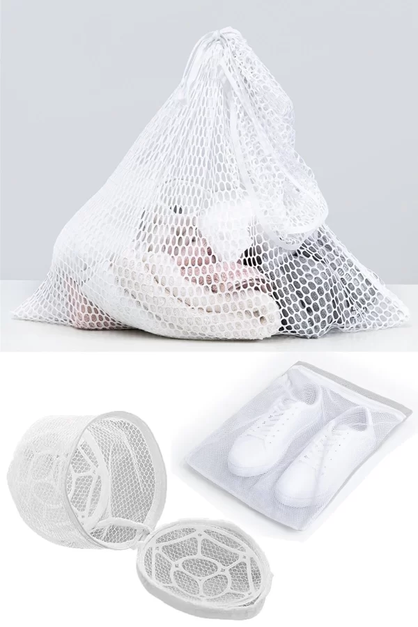 3lü Yıkama File Seti - Ayakkabı Filesi-plastik Aparatlı Sütyen Yıkama- Çamaşır Yıkama Filesi