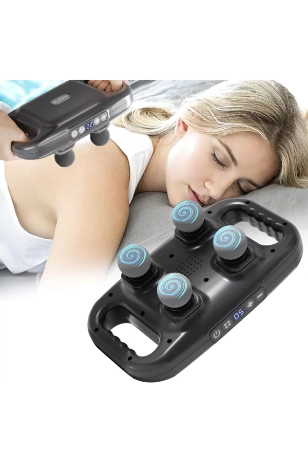 4 Başlıklı Masaj Sı - Ergonomik Derin Doku Sırt Ve Boyun Masaj Aleti Ağrı Ve Sızı Giderici