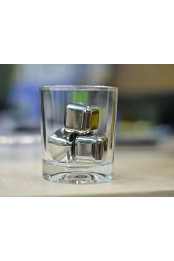 4lü Çelik Metal Kaplama Viski Taşı Soğutma Buz Küpü