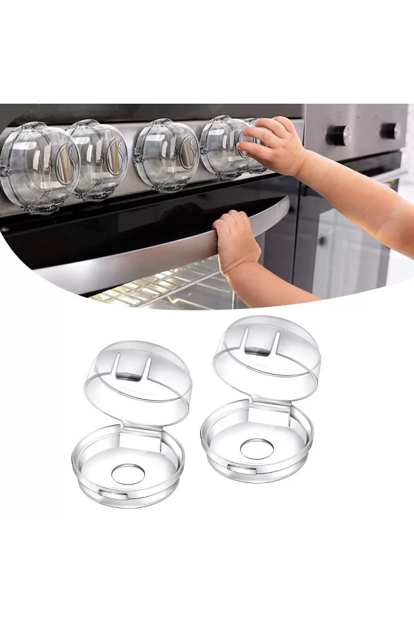 4 Lü Set Ocak- Fırın Düğme Koruyucu Kilitli Güvenlik Kapakları