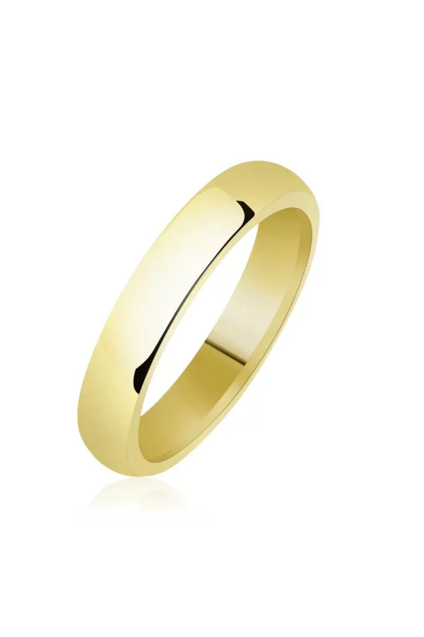 Luz&Pos 4 Mm Düz Bombeli Gold Gümüş Alyans