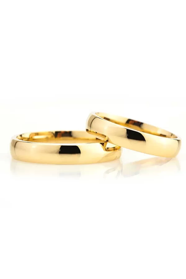 Luz&Pos 4 Mm Düz Bombeli Gold Gümüş Alyans