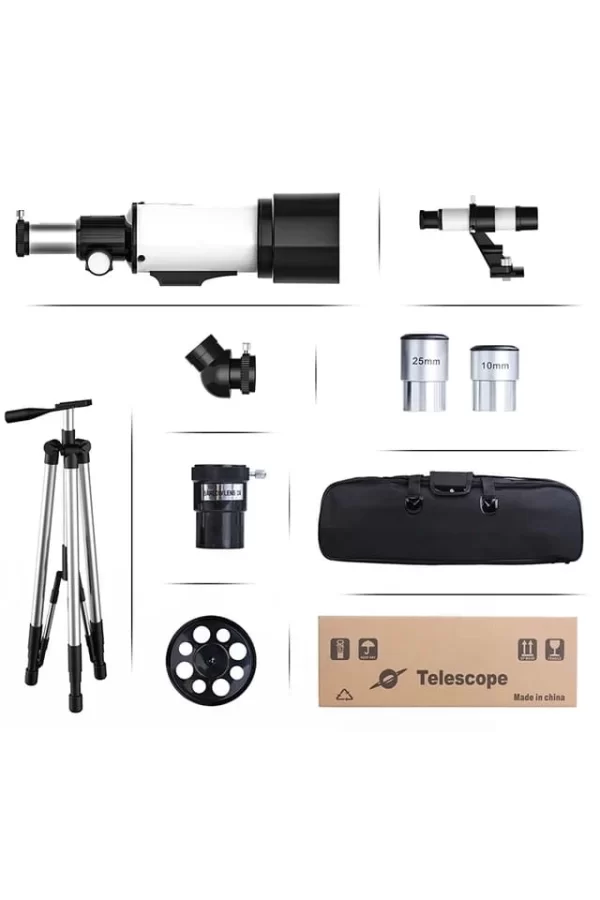 400x70mm Açıklıklı Refrakter Teleskoplar (15x150x), Telefon Adaptörlü Reflex