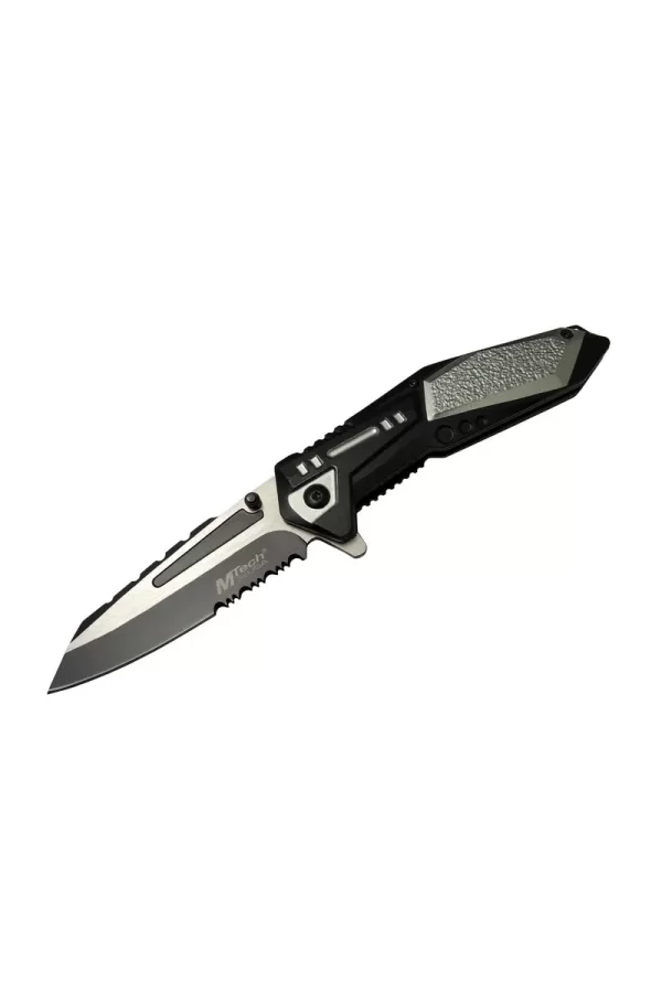 4172 Gri Kamp Çakı 21cm - Yarı Otomatik, Kemerlikli, Testere Detaylı