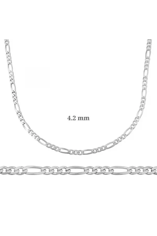 Luz&Pos 4.2 Mm Gümüş Figaro Zincir - 120 Mikron
