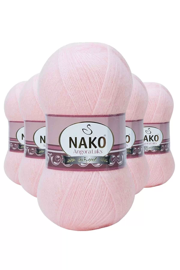 5 Adet Angora Lüks El Örgü İpi Pembe 11502