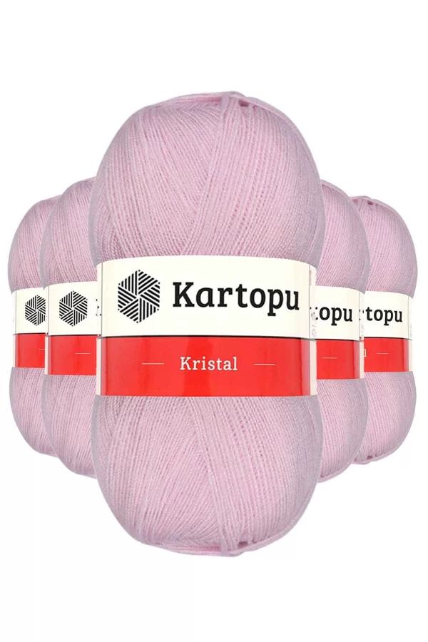 5 Adet Kristal Çift Katlı El Örgü Lif İpi Açık Pembe K699