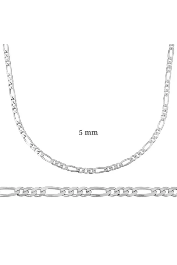 Luz&Pos 5 Mm Gümüş Figaro Zincir - 140 Mikron