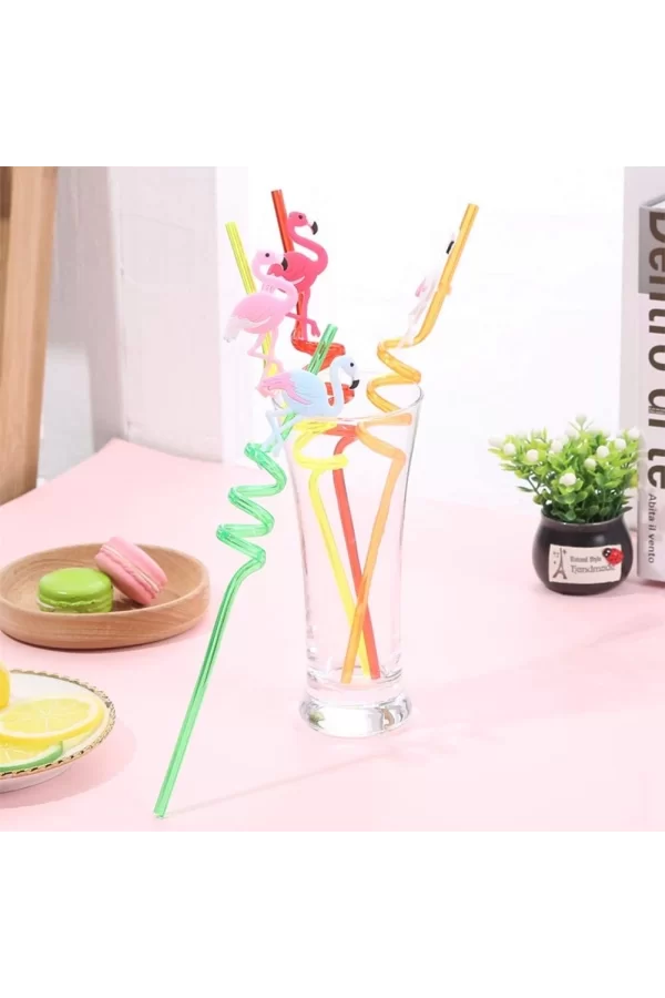 5 Parça Renkli Pipet Seti - Emojili Spiral Kokteyl- Çocuk Pipeti Temizleme Fırçalı