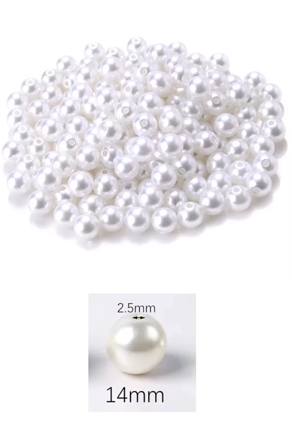 50 gram 14mm Beyaz Renk Plastik İnci Boncuk Çanta ve Takı Yapım Boncuğu (~27 adet)