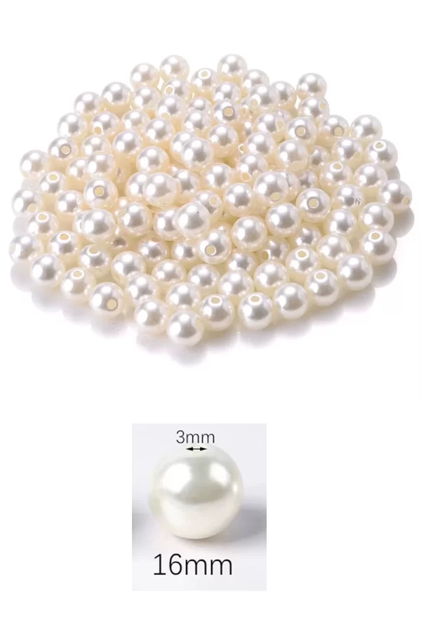 50 gram 16mm Krem Renk Plastik İnci Boncuk Çanta ve Takı Yapım Boncuğu (~17 adet)