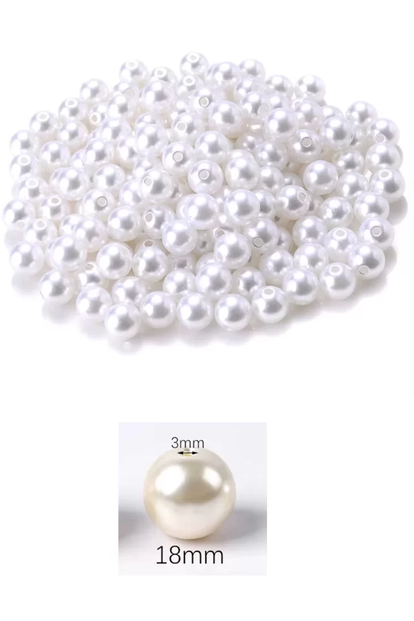 50 gram 18mm Beyaz Renk Plastik İnci Boncuk Çanta ve Takı Yapım Boncuğu (~11 adet)
