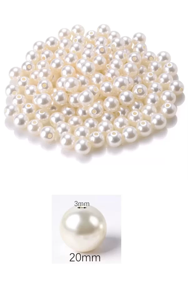 50 gram 20mm Krem Renk Plastik İnci Boncuk Çanta ve Takı Yapım Boncuğu (~10 adet)