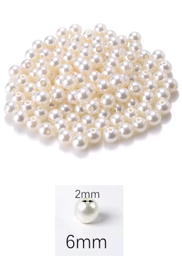 50 gram 6mm Krem Renk Plastik İnci Boncuk Çanta ve Takı Yapım Boncuğu (~375 adet)