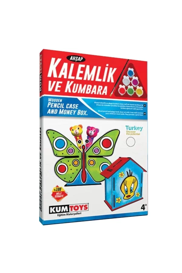 5304 Ahşap Kalemlik Ve Kumbara Seti