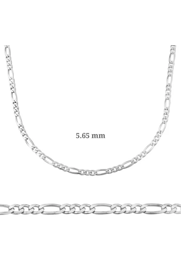 Luz&Pos 5.65 Mm Gümüş Figaro Zincir - 160 Mikron