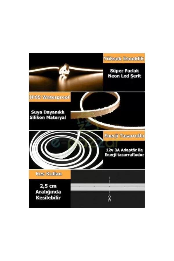 5m 16 Renk 4 Fonksiyonlu Esnek Şerit Neon Led