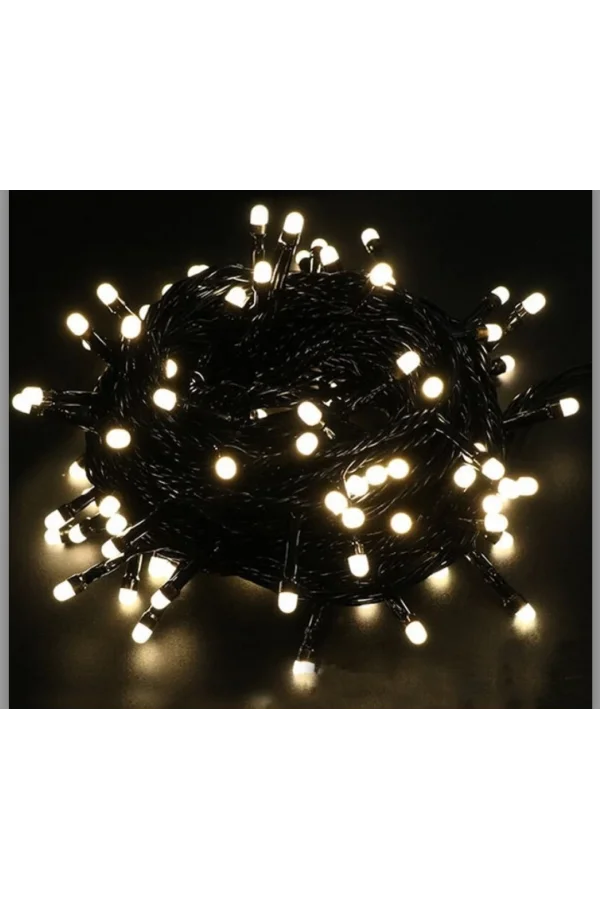 5m Boncuk Lamba Gün Işığı 8 Fonksiyon 100 Led Fişli Siyah Kablo