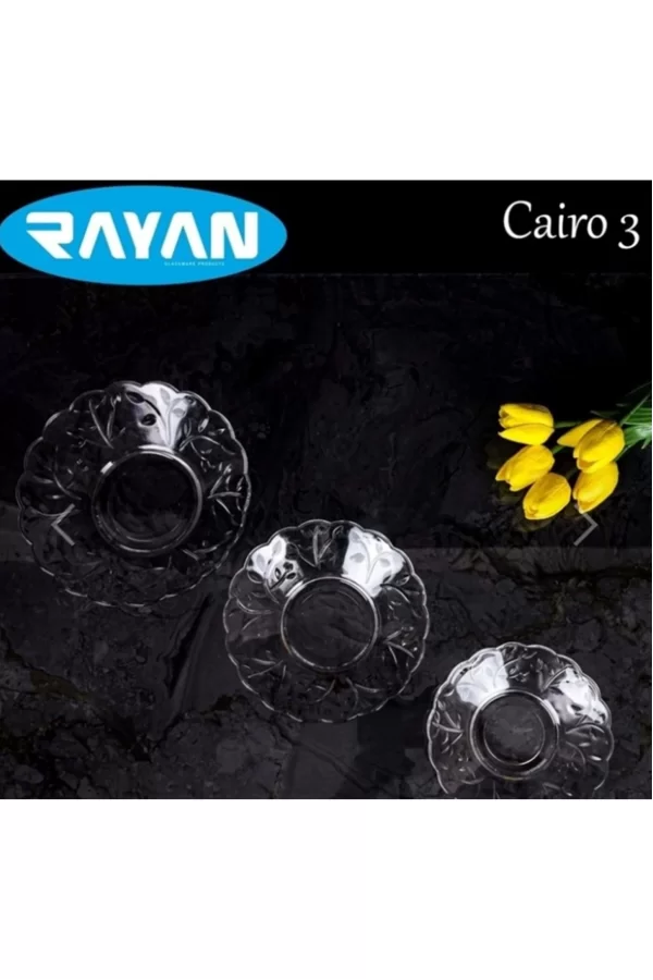 6lı Cam Tabak Güneş Yıldız Gül 3 Model Royaleks-G-405