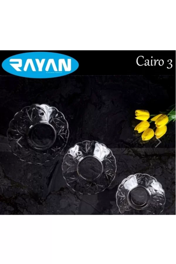 6lı Cam Tabak Güneş Yıldız Gül 3 Model Royaleks-G-405