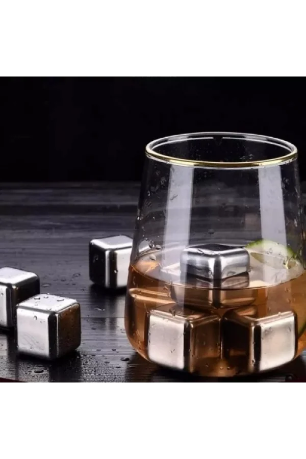 6lı Çelik Metal Kaplama Viski Taşı Soğutma Buz Küpü
