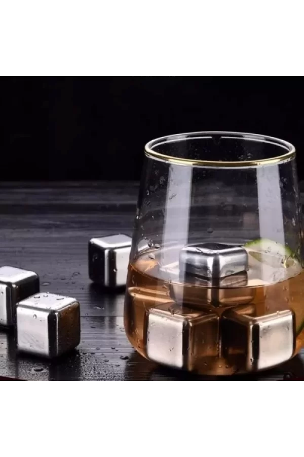 6lı Çelik Metal Kaplama Viski Taşı Soğutma Buz Küpü
