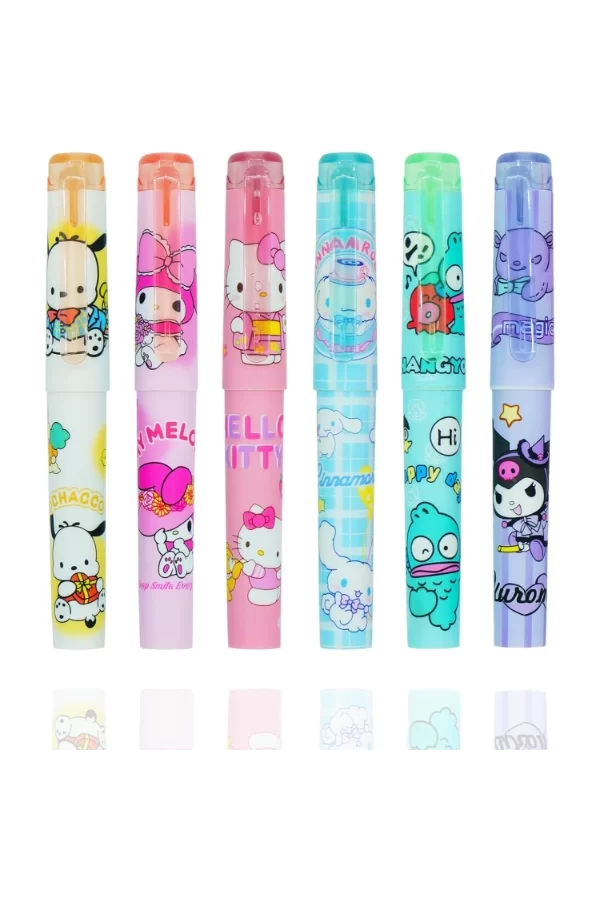 6lı Fosforlu Kalem Seti - Hello Kitty Kuromi ve Arkadaşları
