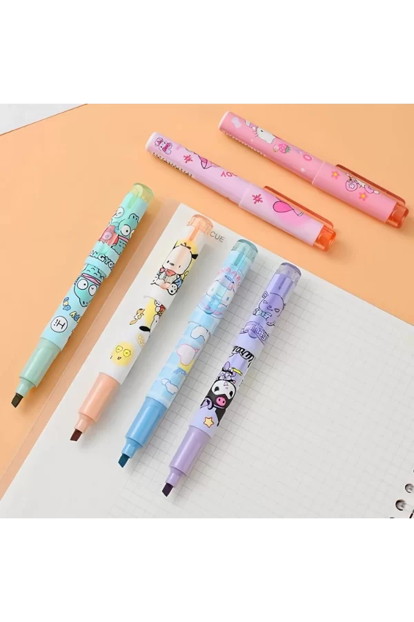 6lı Fosforlu Kalem Seti - Hello Kitty Kuromi ve Arkadaşları