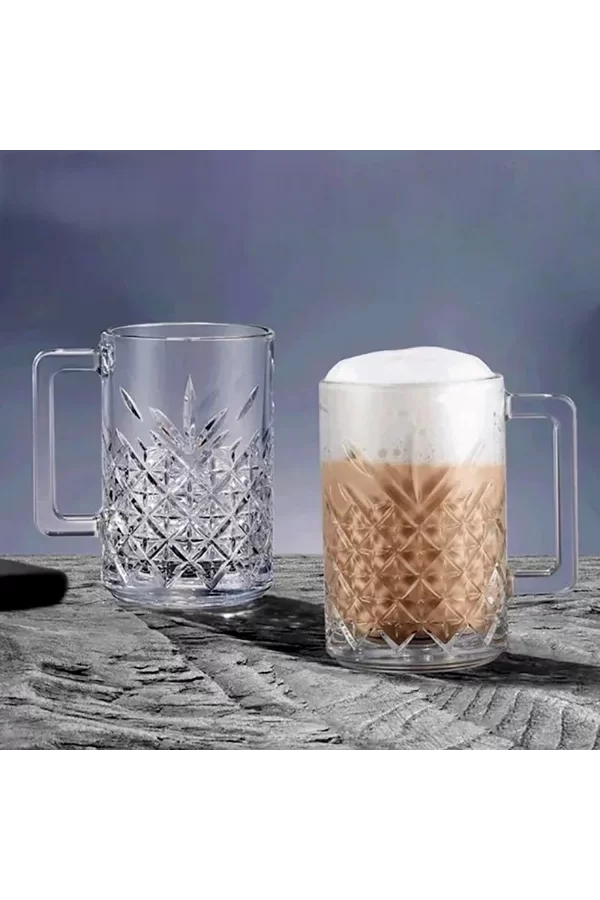 6lı Kulplu Kristal Meşrubat Bardağı