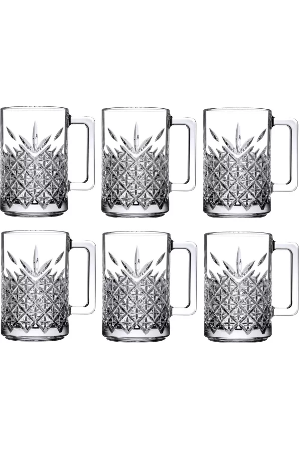 6lı Kulplu Kristal Meşrubat Bardağı