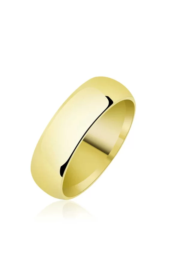 Luz&Pos 6 Mm Düz Bombeli Gold Gümüş Alyans