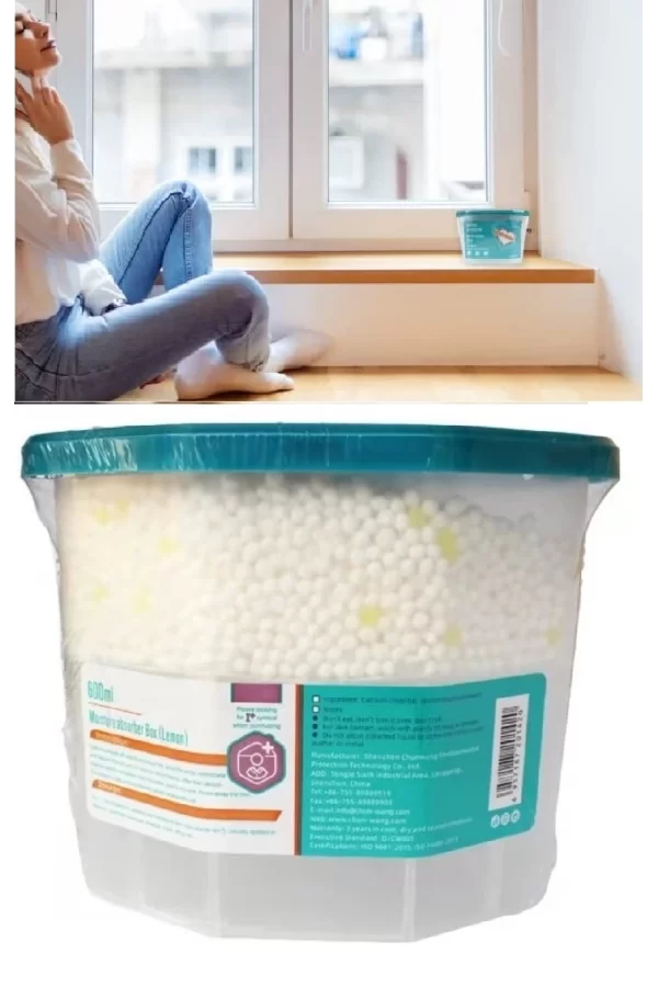 600 Ml Nem Alıcı Rutubet Giderici Aparat - Limonlu Mutfak Salon Banyo Küf Koku Alıcı Granül