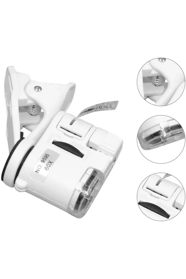 60x Mini Cep Telefonu Için Mandallı Mikroskop Uv Ledli Büyüteç Model Al2431