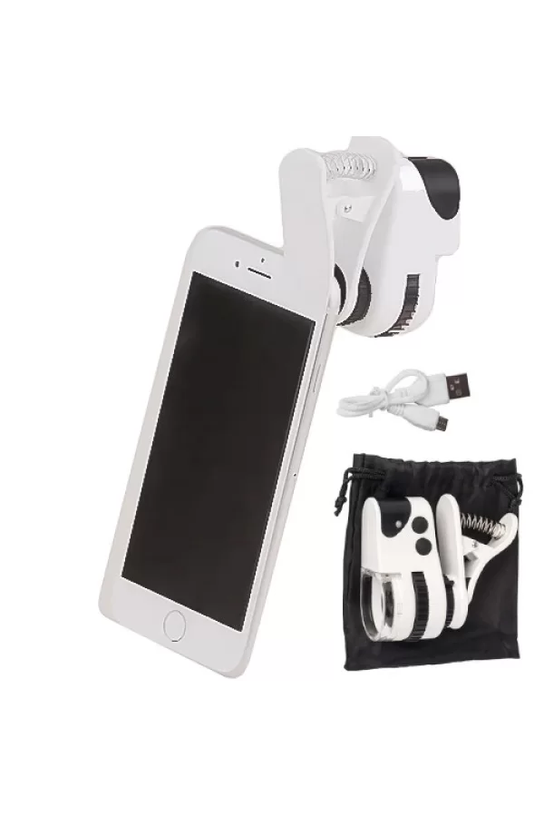 60x Mini Cep Telefonu Için Mandallı Mikroskop Uv Ledli Büyüteç Model Al2431