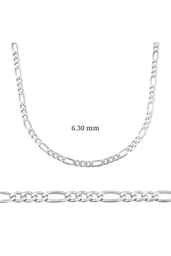 Luz&Pos 6.30 Mm Gümüş Figaro Zincir - 180 Mikron