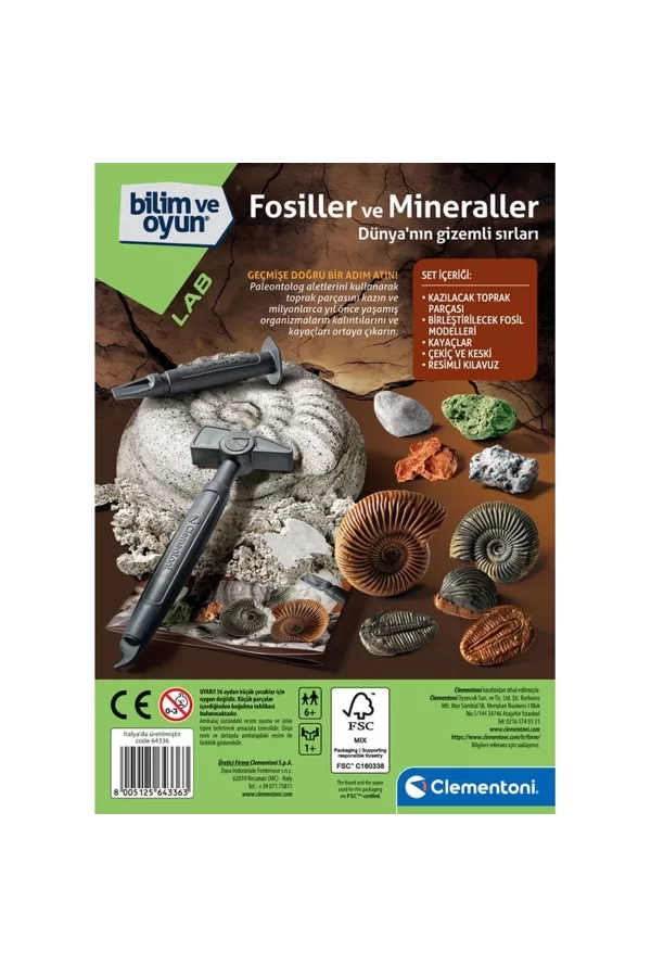 64336 Bilim Ve Oyun - Fosiller Ve Mineraller Kazı Seti