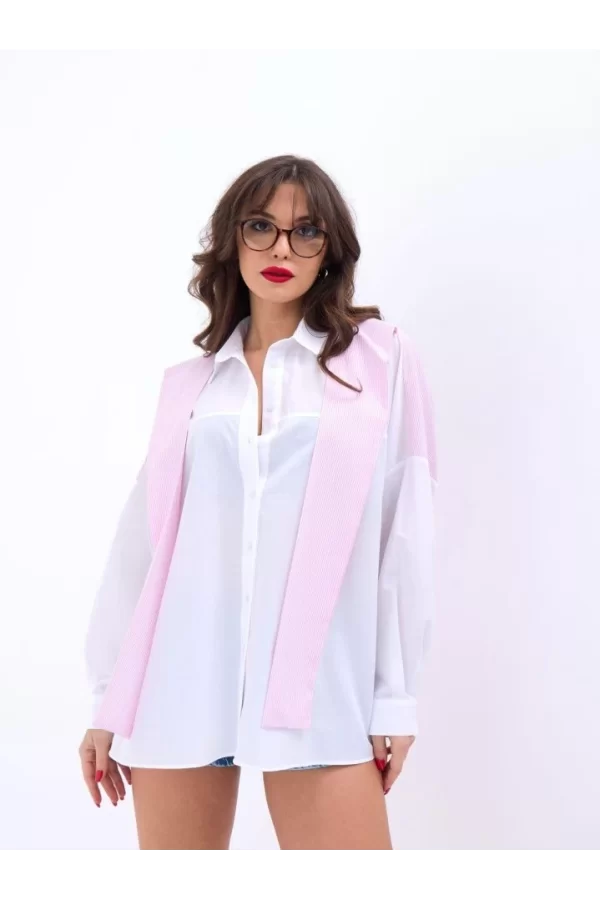 6749 GÖMLEK-PEMBE ÇİZGİLİ
