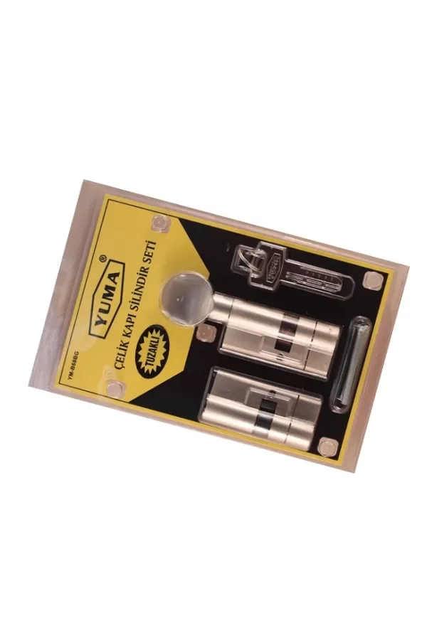 68mm Mandallı Çelik Kapı Tuzaklı Barel Seti - Saten