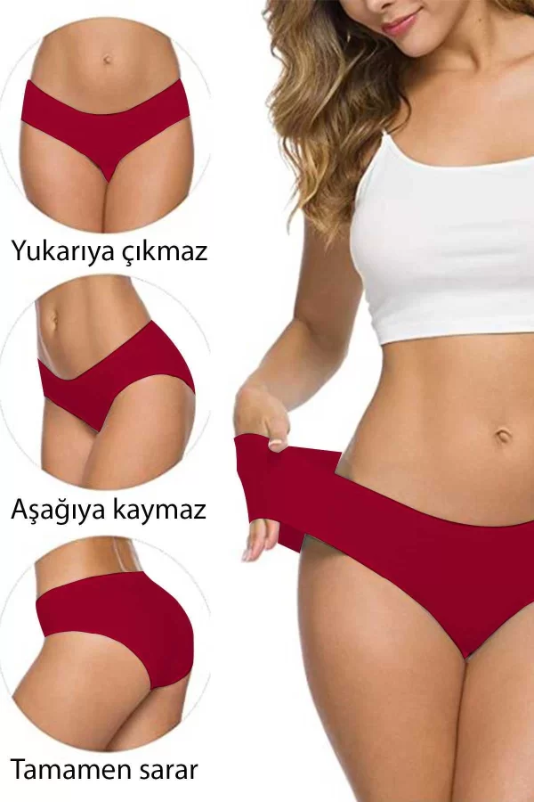 7 Adet Kadın Dikişsiz Lazer Kesim Esnek İz yapmayan Külot S8