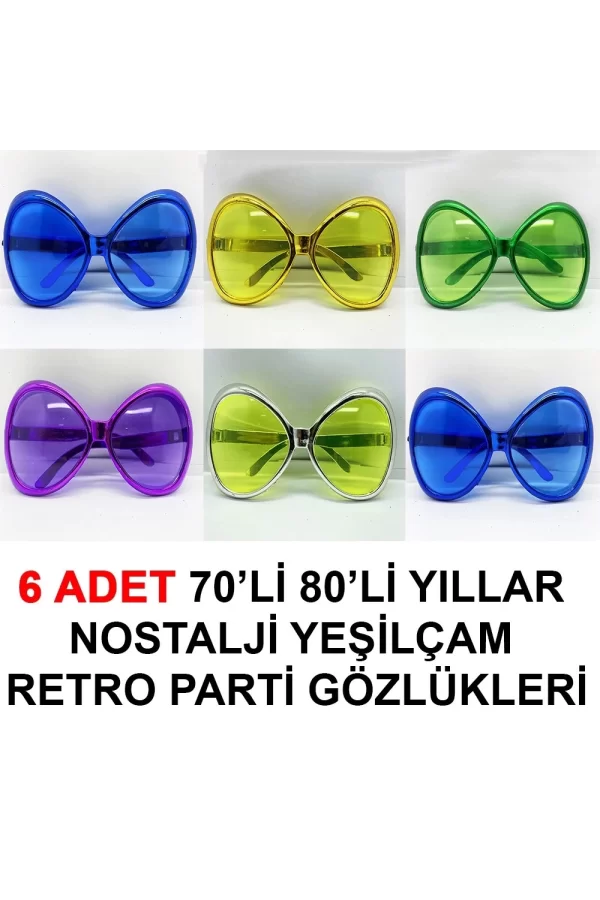 70li 80li Yıllar Nostalji Yeşilçam Retro Parti Gözlükleri 6 Adet